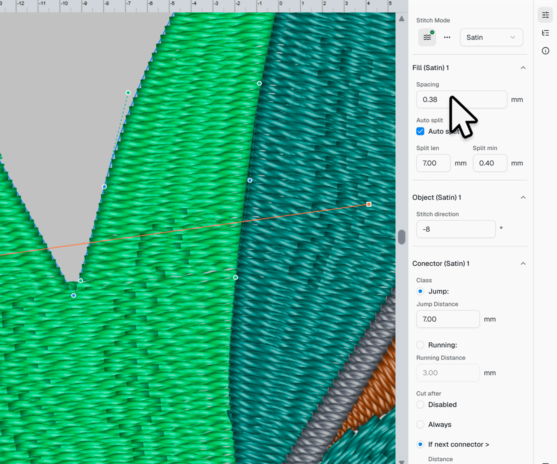 Adjust technical stitch settings
